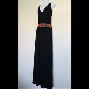 Black Maxi Dress Beaded Waist 6X